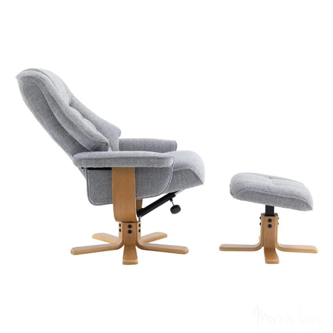 The Sardinia - Swivel Recliner Chair & Matching Footstool in Dove Fabric Morris Living - image 8