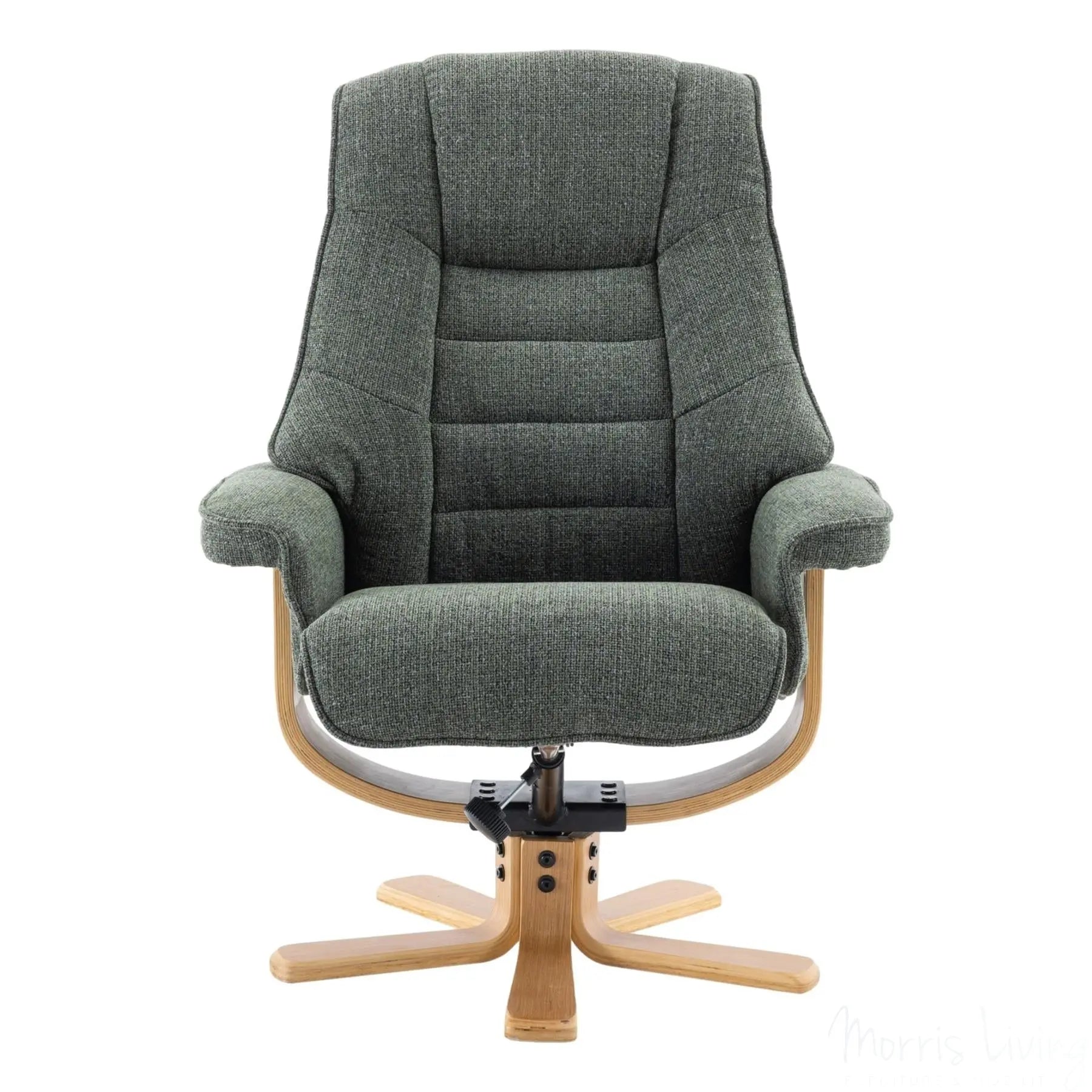 The Sardinia - Swivel Recliner Chair & Matching Footstool in Fern Fabric Morris Living