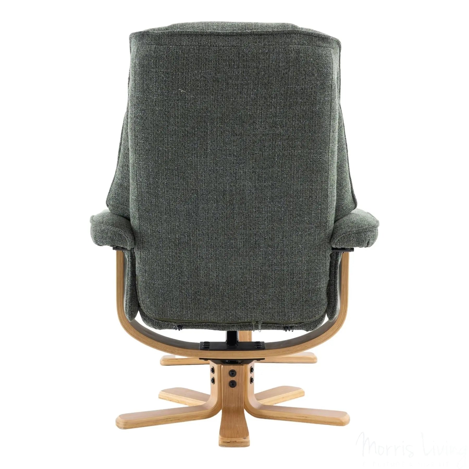 The Sardinia - Swivel Recliner Chair & Matching Footstool in Fern Fabric Morris Living