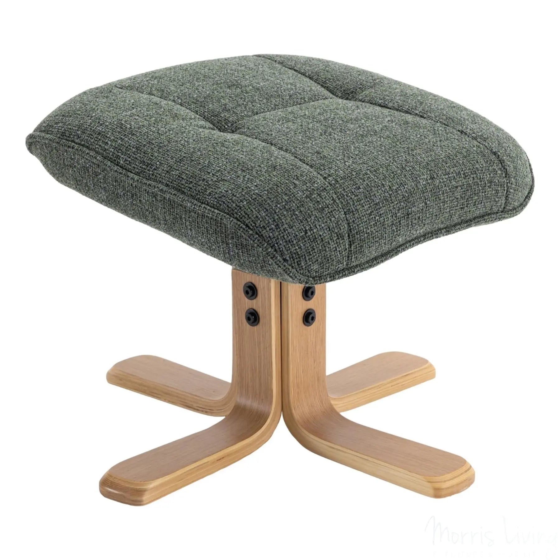 The Sardinia - Swivel Recliner Chair & Matching Footstool in Fern Fabric Morris Living
