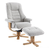 The Sardinia - Swivel Recliner Chair & Matching Footstool in Greige Fabric Morris Living - thumbnail 1