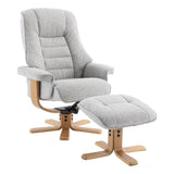 The Sardinia - Swivel Recliner Chair & Matching Footstool in Greige Fabric Morris Living