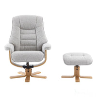 The Sardinia - Swivel Recliner Chair & Matching Footstool in Greige Fabric Morris Living