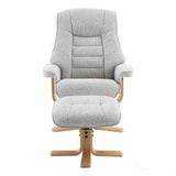 The Sardinia - Swivel Recliner Chair & Matching Footstool in Greige Fabric Morris Living - thumbnail 3