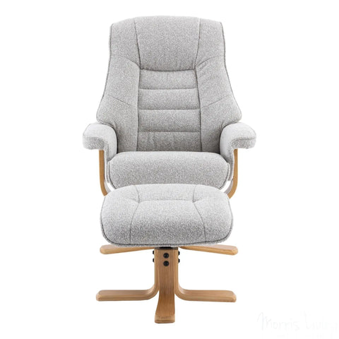 The Sardinia - Swivel Recliner Chair & Matching Footstool in Greige Fabric Morris Living - image 3