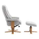 The Sardinia - Swivel Recliner Chair & Matching Footstool in Greige Fabric Morris Living