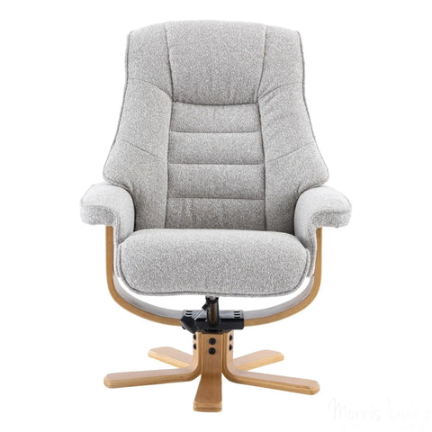 The Sardinia - Swivel Recliner Chair & Matching Footstool in Greige Fabric Morris Living - image 5