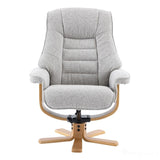 The Sardinia - Swivel Recliner Chair & Matching Footstool in Greige Fabric Morris Living
