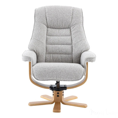 The Sardinia - Swivel Recliner Chair & Matching Footstool in Greige Fabric Morris Living