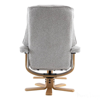 The Sardinia - Swivel Recliner Chair & Matching Footstool in Greige Fabric Morris Living