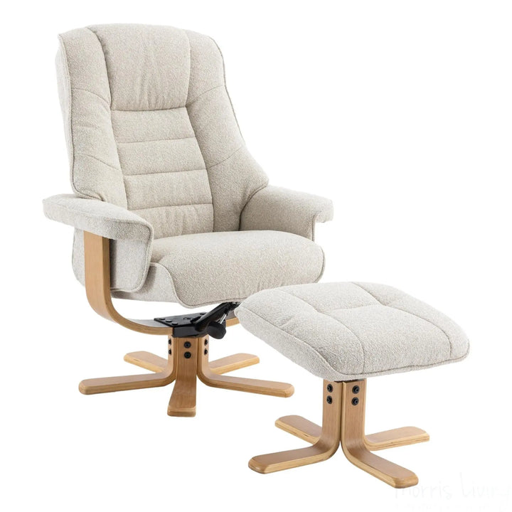 The Sardinia - Swivel Recliner Chair & Matching Footstool in Hessian Fabric Morris Living - image 1