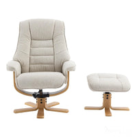 The Sardinia - Swivel Recliner Chair & Matching Footstool in Hessian Fabric Morris Living