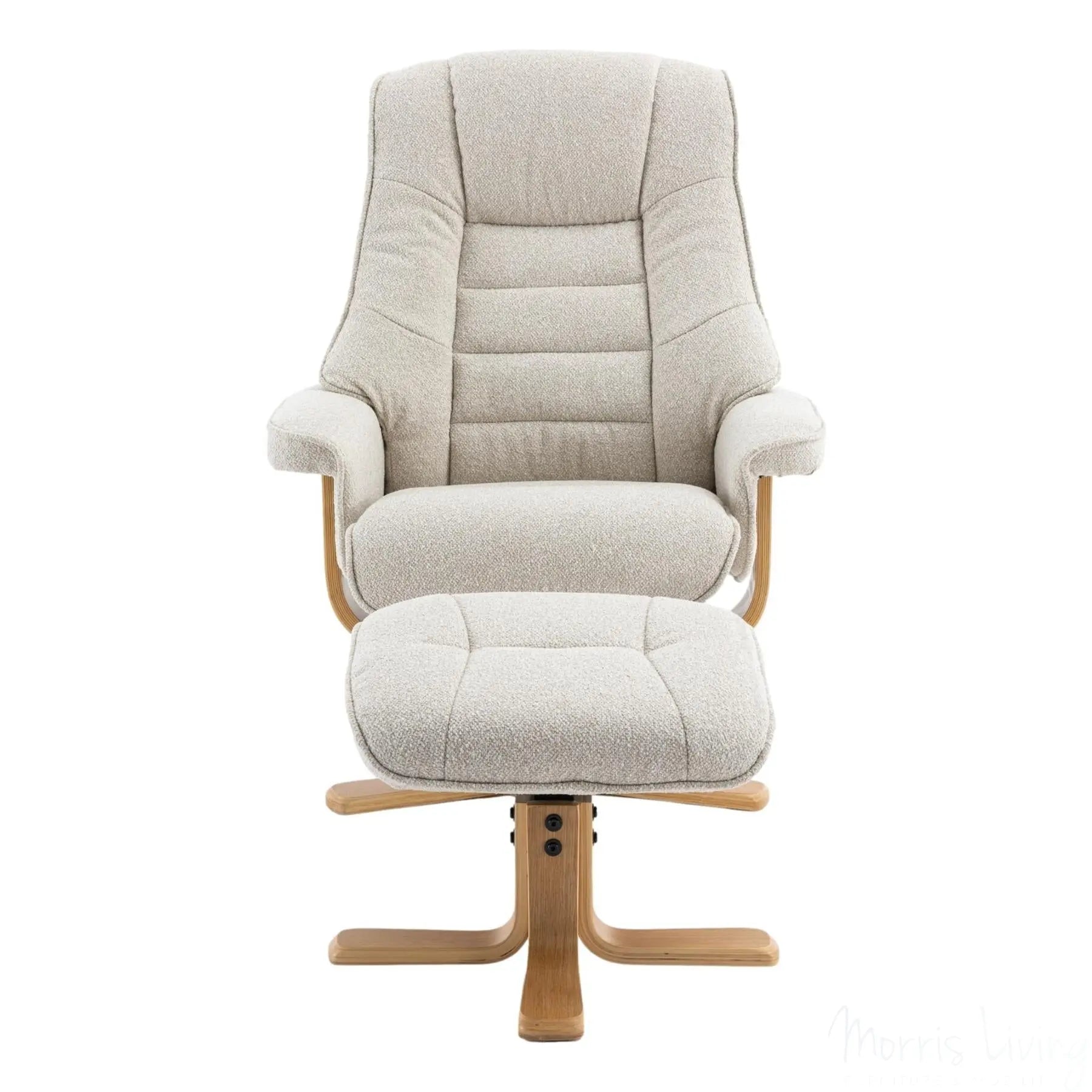 The Sardinia - Swivel Recliner Chair & Matching Footstool in Hessian Fabric Morris Living