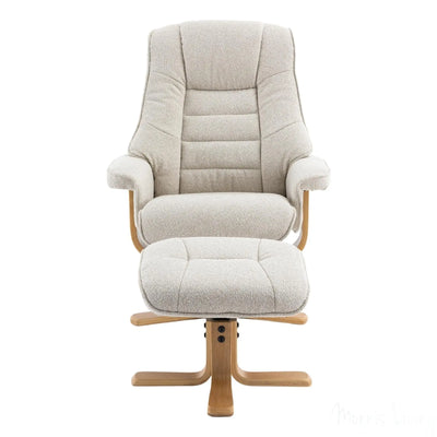 The Sardinia - Swivel Recliner Chair & Matching Footstool in Hessian Fabric Morris Living