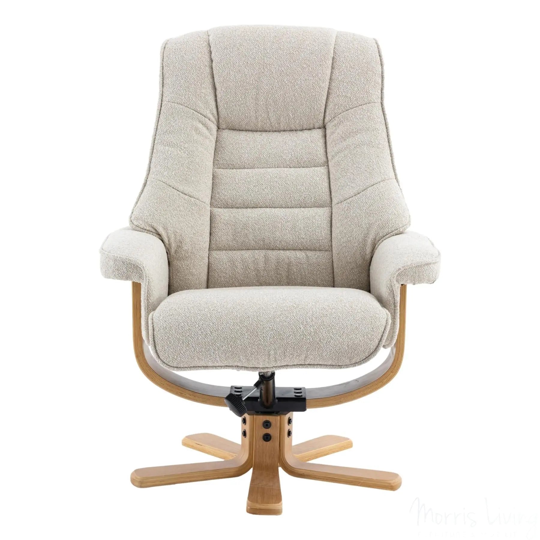 The Sardinia - Swivel Recliner Chair & Matching Footstool in Hessian Fabric Morris Living