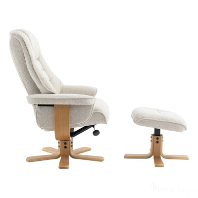 The Sardinia - Swivel Recliner Chair & Matching Footstool in Hessian Fabric Morris Living