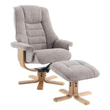 The Sardinia - Swivel Recliner Chair & Matching Footstool in Oat Fabric Morris Living