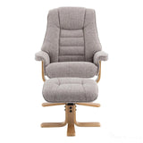 The Sardinia - Swivel Recliner Chair & Matching Footstool in Oat Fabric Morris Living - thumbnail 4