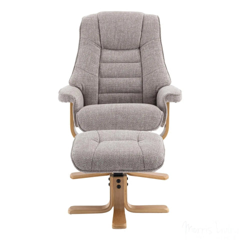 The Sardinia - Swivel Recliner Chair & Matching Footstool in Oat Fabric Morris Living - image 4