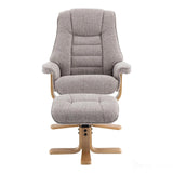 The Sardinia - Swivel Recliner Chair & Matching Footstool in Oat Fabric Morris Living