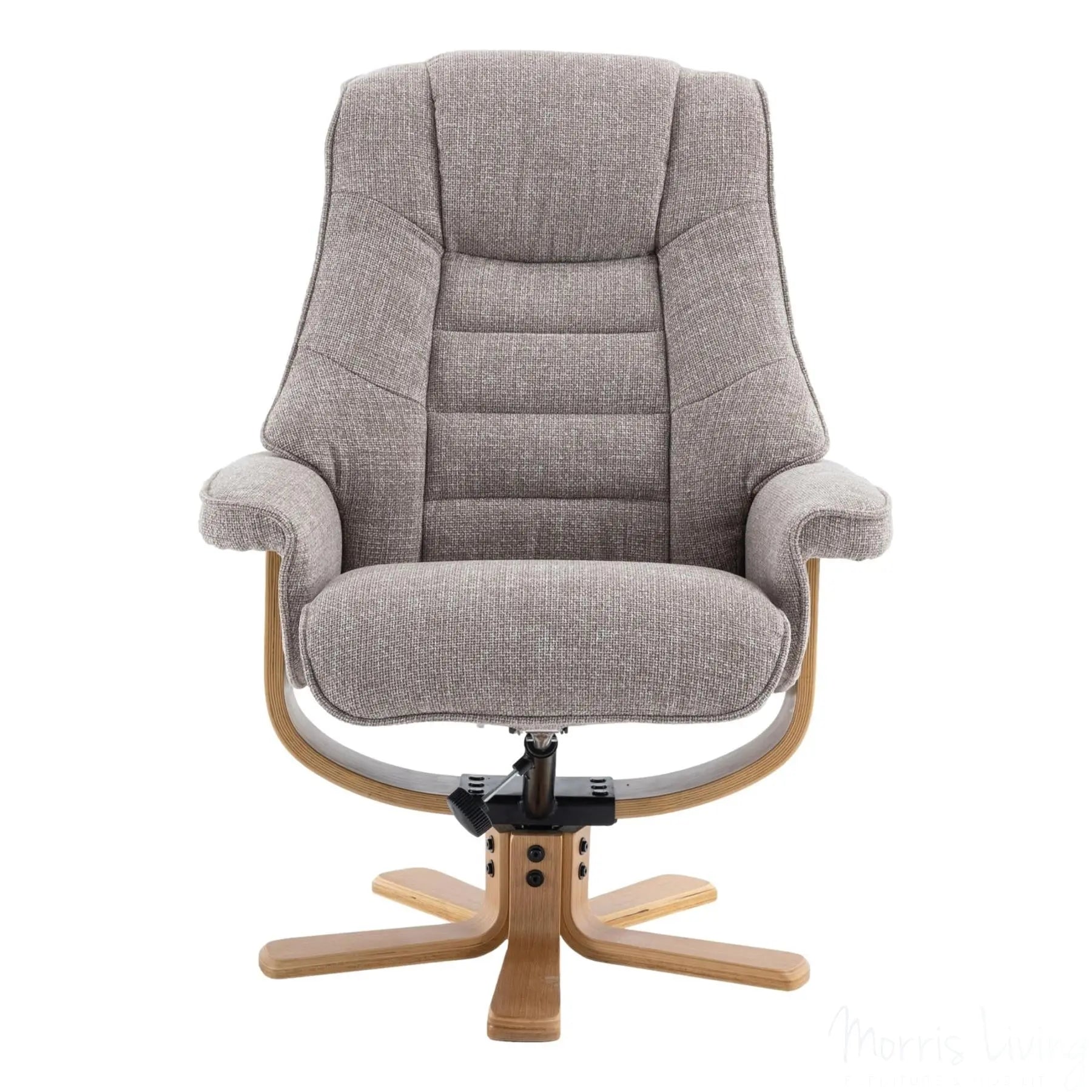 The Sardinia - Swivel Recliner Chair & Matching Footstool in Oat Fabric Morris Living