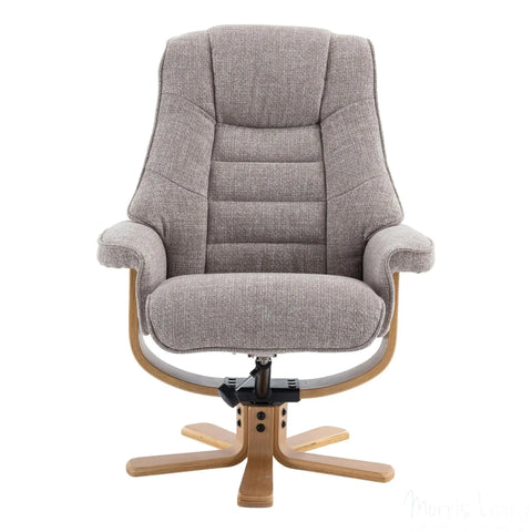 The Sardinia - Swivel Recliner Chair & Matching Footstool in Oat Fabric Morris Living - image 5