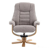 The Sardinia - Swivel Recliner Chair & Matching Footstool in Oat Fabric Morris Living
