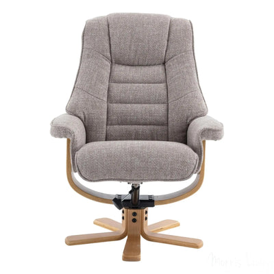 The Sardinia - Swivel Recliner Chair & Matching Footstool in Oat Fabric Morris Living