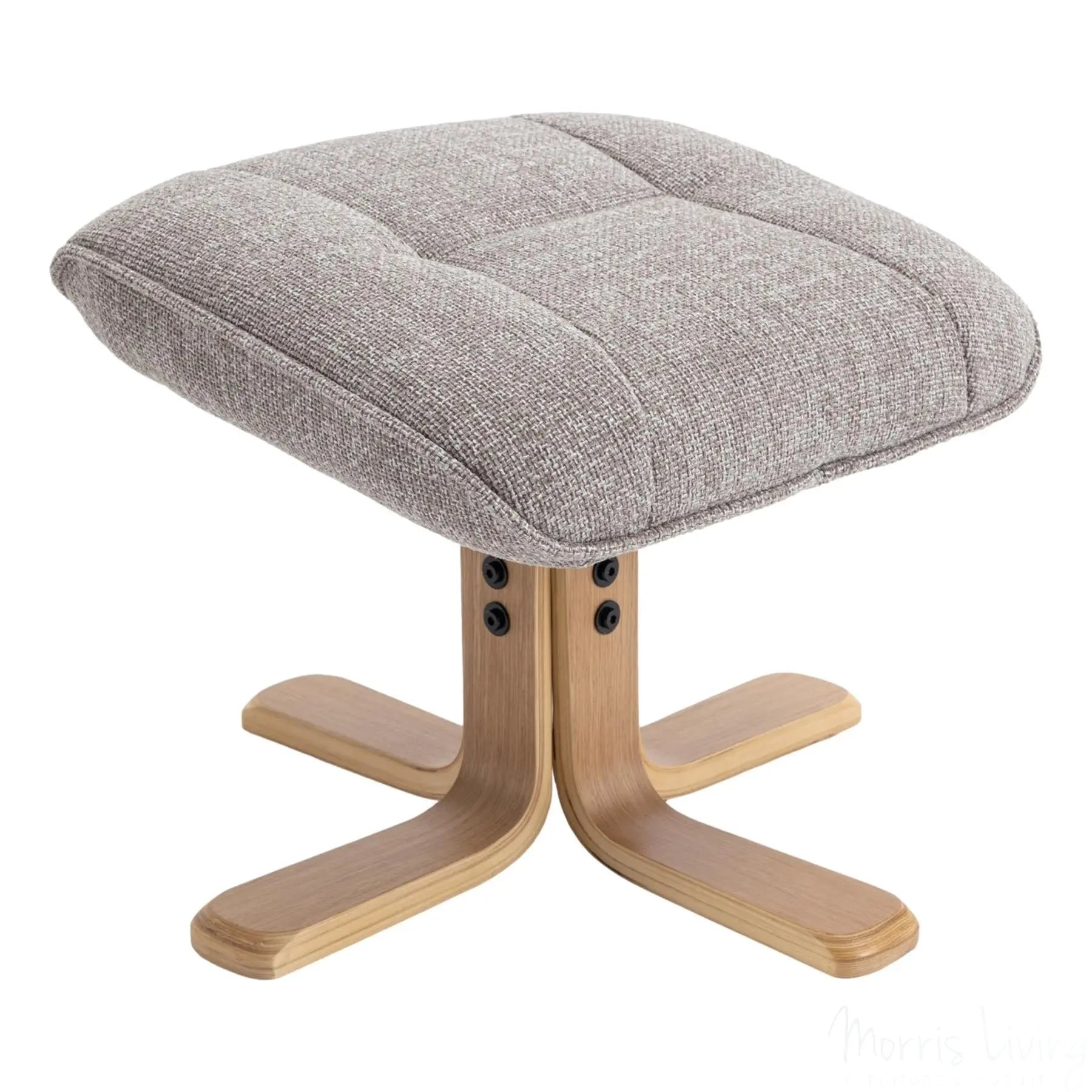 The Sardinia - Swivel Recliner Chair & Matching Footstool in Oat Fabric Morris Living