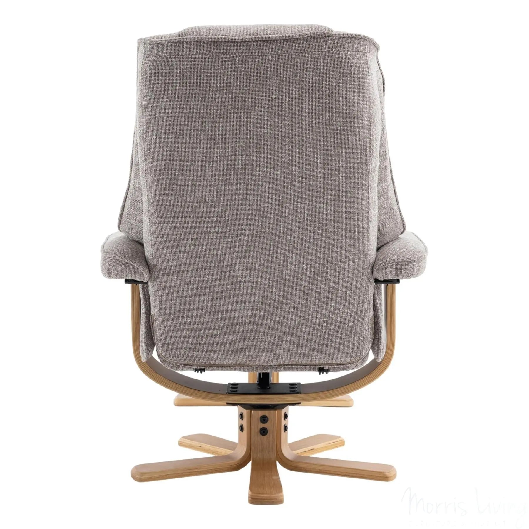 The Sardinia - Swivel Recliner Chair & Matching Footstool in Oat Fabric Morris Living