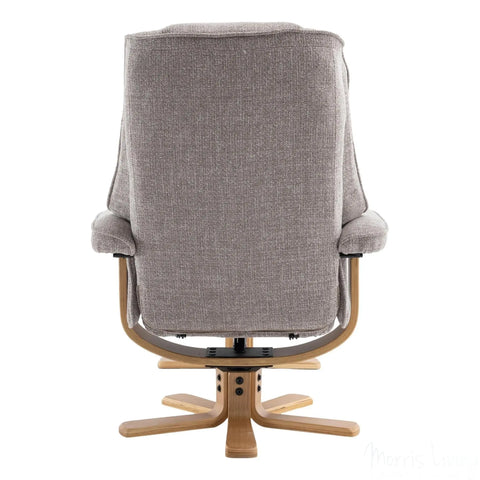 The Sardinia - Swivel Recliner Chair & Matching Footstool in Oat Fabric Morris Living - image 7