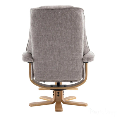 The Sardinia - Swivel Recliner Chair & Matching Footstool in Oat Fabric Morris Living