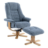 The Sardinia - Swivel Recliner Chair & Matching Footstool in Ocean Fabric Morris Living