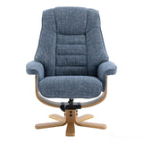 The Sardinia - Swivel Recliner Chair & Matching Footstool in Ocean Fabric Morris Living