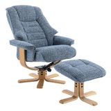 The Sardinia - Swivel Recliner Chair & Matching Footstool in Ocean Fabric Morris Living
