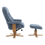 The Sardinia - Swivel Recliner Chair & Matching Footstool in Ocean Fabric Morris Living