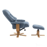 The Sardinia - Swivel Recliner Chair & Matching Footstool in Ocean Fabric Morris Living
