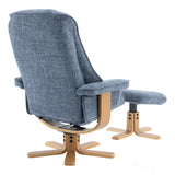 The Sardinia - Swivel Recliner Chair & Matching Footstool in Ocean Fabric Morris Living