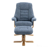 The Sardinia - Swivel Recliner Chair & Matching Footstool in Ocean Fabric Morris Living