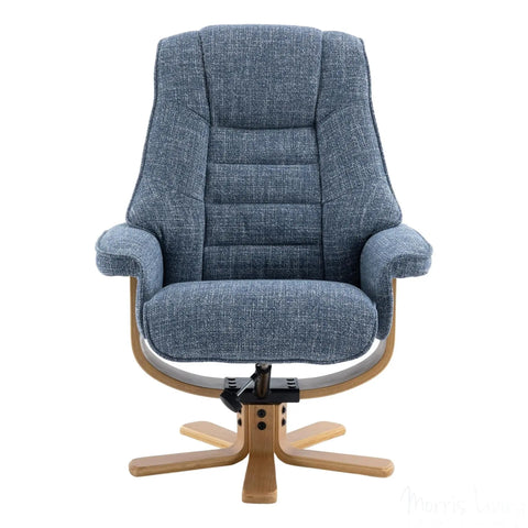 The Sardinia - Swivel Recliner Chair & Matching Footstool in Ocean Fabric Morris Living - image 3