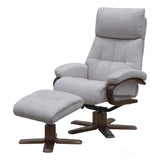 The Vienna - Swivel Recliner Chair & Matching Footstool in Beige Fabric Morris Living