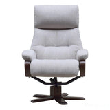 The Vienna - Swivel Recliner Chair & Matching Footstool in Beige Fabric Morris Living