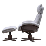 The Vienna - Swivel Recliner Chair & Matching Footstool in Beige Fabric Morris Living