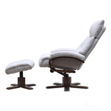 The Vienna - Swivel Recliner Chair & Matching Footstool in Beige Fabric Morris Living