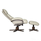 The Vienna - Swivel Recliner Chair & Matching Footstool in Mushroom Leather Morris Living