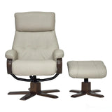 The Vienna - Swivel Recliner Chair & Matching Footstool in Mushroom Leather Morris Living