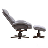 The Vienna - Swivel Recliner Chair & Matching Footstool in Taupe Fabric Morris Living