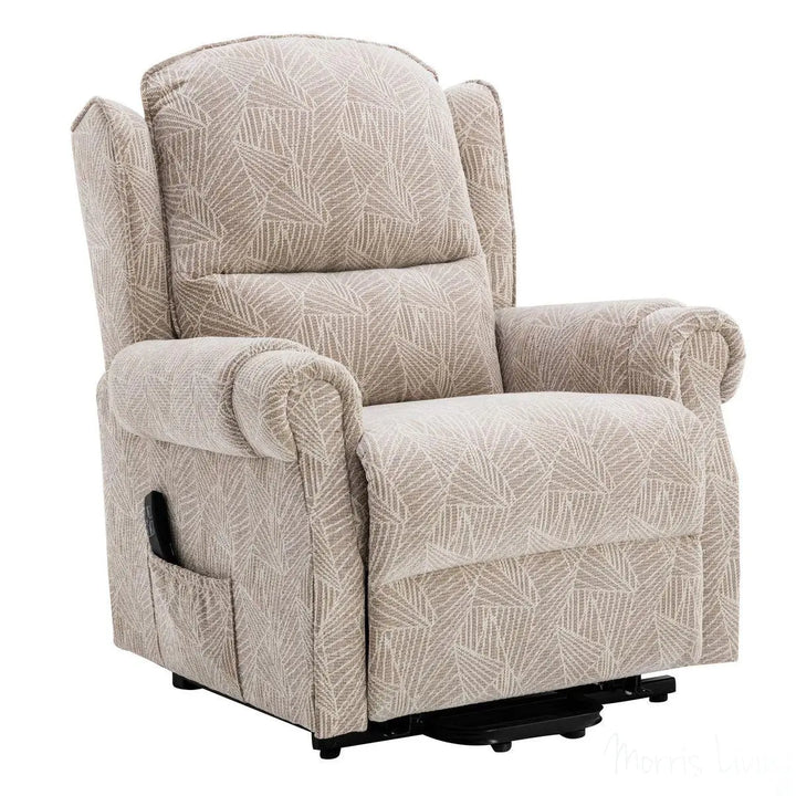Winchester Dual Motor Riser Recliner Mobility Chair in Cream Brushstroke Fabric Morris Living - image 1
