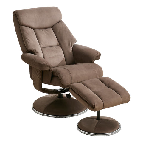 The Biarritz - Swivel Recliner Chair & Matching Footstool in Lisbon Silver Fabric - image 4