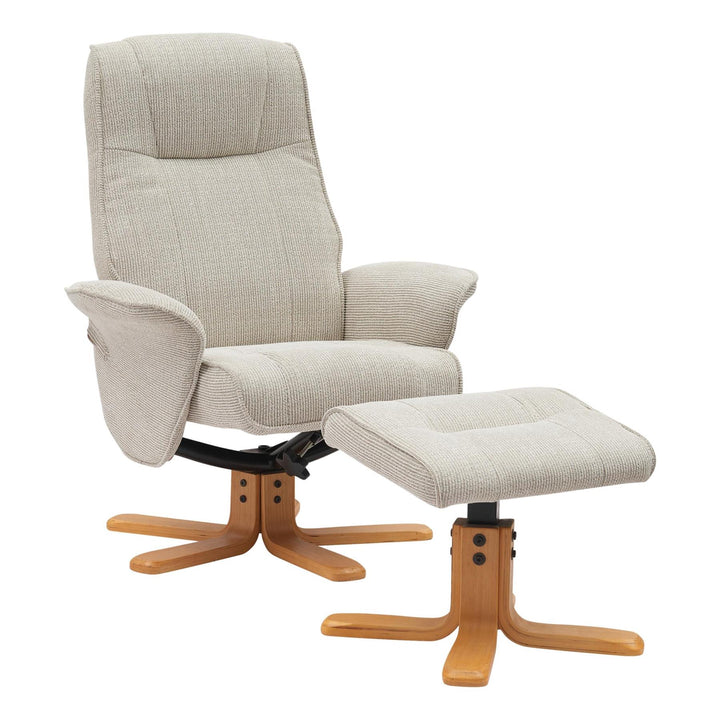 The Missouri Swivel Recliner Chair & Matching Footstool in Marzipan Fabric - image 1